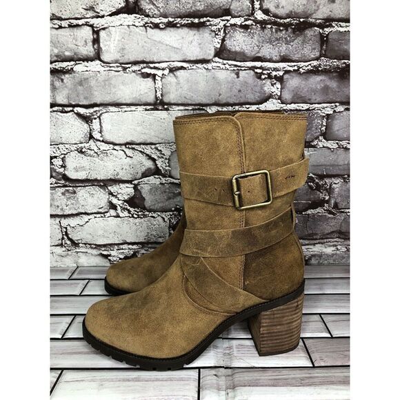 Clarks Brown Nubuck Leather Suede Stacked Heel Ankle Strap Boots Women Sz 6M US - Picture 12 of 16